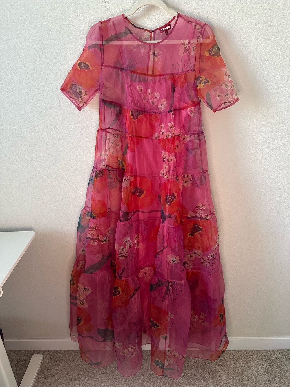 STAUD Hyacinth Tiered Floral
Organza Pink Dress SZ XS - Picture 2 of 6